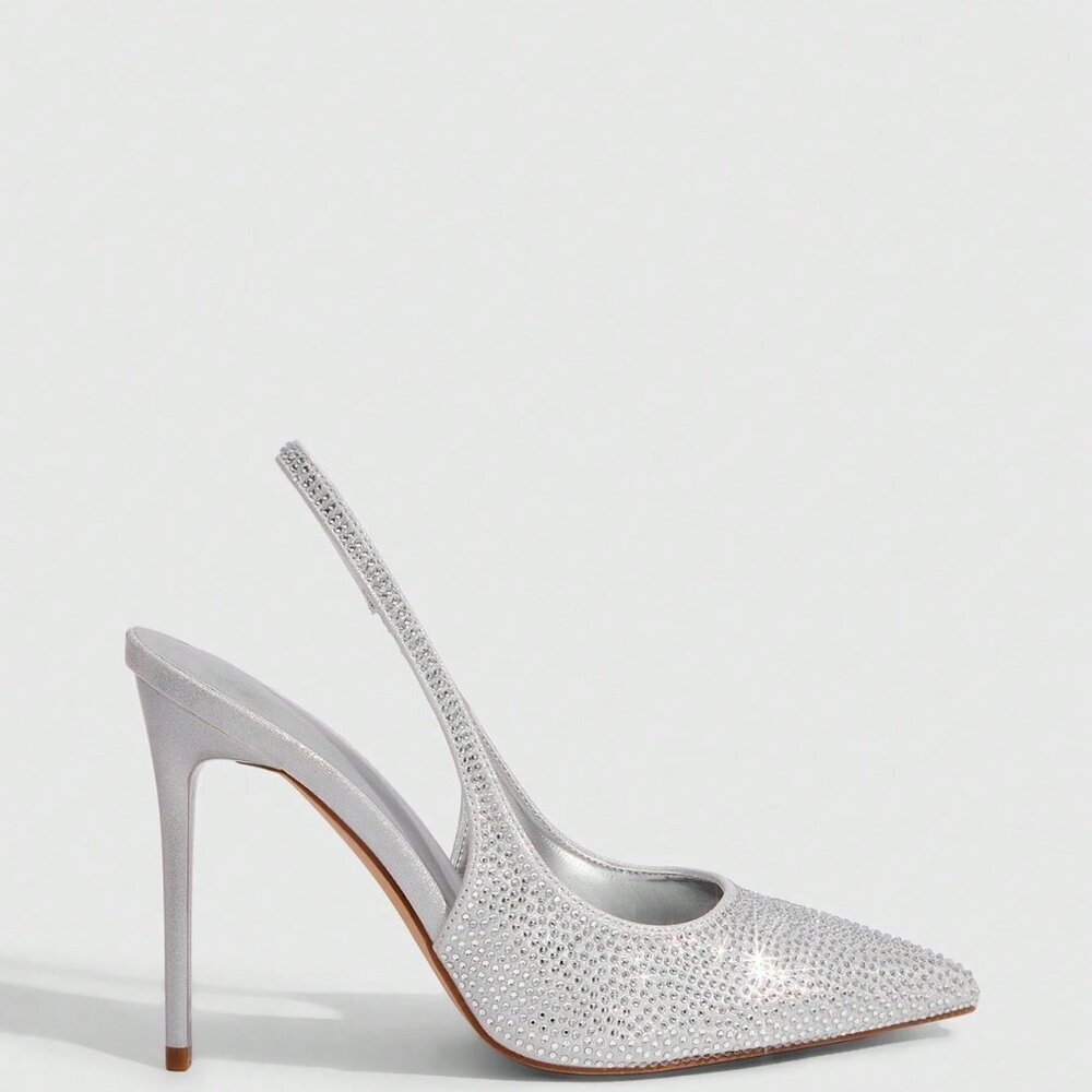 Silver Sexy Elegant Women's Rhinestone Pumps - Picture 8 of 10